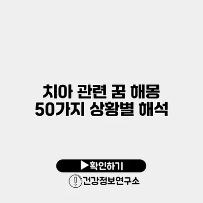 치아 관련 꿈 해몽 50가지 상황별 해석