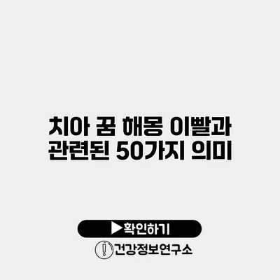 치아 꿈 해몽 이빨과 관련된 50가지 의미