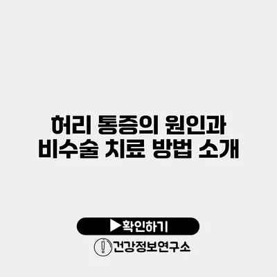 허리 통증의 원인과 비수술 치료 방법 소개