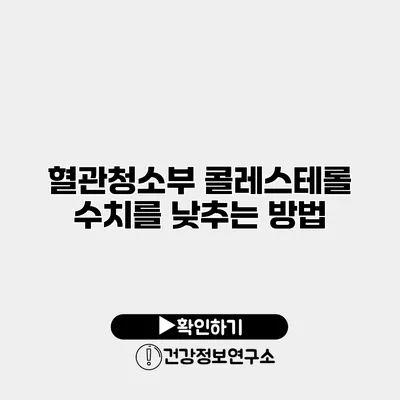 혈관청소부 콜레스테롤 수치를 낮추는 방법