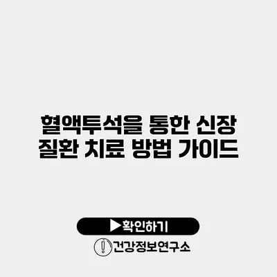 혈액투석을 통한 신장 질환 치료 방법 가이드