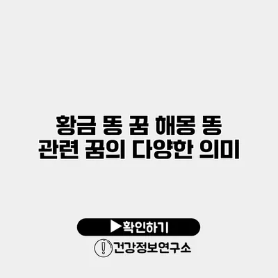 황금 똥 꿈 해몽 똥 관련 꿈의 다양한 의미