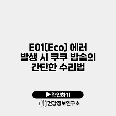 E01(Eco) 에러 발생 시 쿠쿠 밥솥의 간단한 수리법