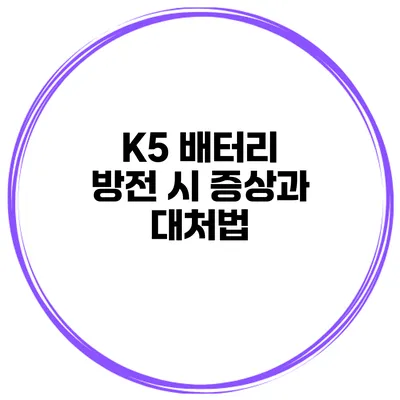 K5 배터리 방전 시 증상과 대처법
