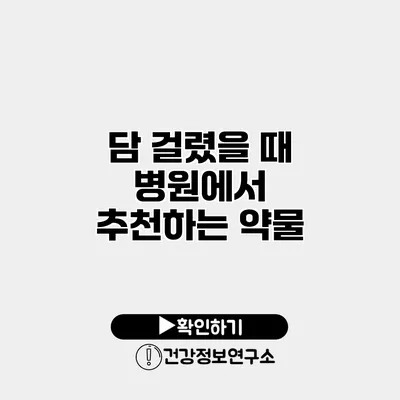 담 걸렸을 때 병원에서 추천하는 약물