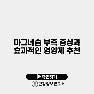 마그네슘 부족 증상과 효과적인 영양제 추천