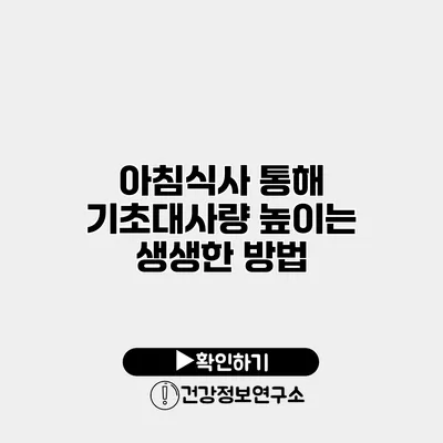 아침식사 통해 기초대사량 높이는 생생한 방법
