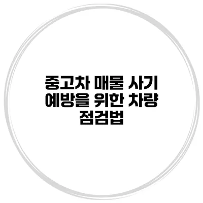 중고차 매물 사기 예방을 위한 차량 점검법