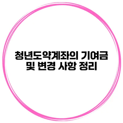 청년도약계좌의 기여금 및 변경 사항 정리