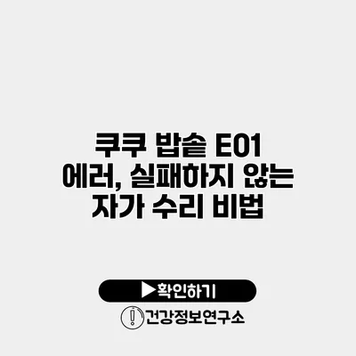 쿠쿠 밥솥 E01 에러, 실패하지 않는 자가 수리 비법