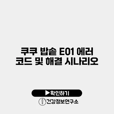 쿠쿠 밥솥 E01 에러 코드 및 해결 시나리오