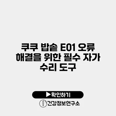 쿠쿠 밥솥 E01 오류 해결을 위한 필수 자가 수리 도구