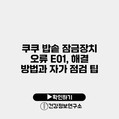 쿠쿠 밥솥 잠금장치 오류 E01, 해결 방법과 자가 점검 팁