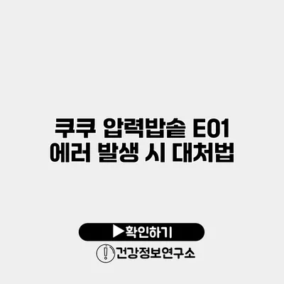 쿠쿠 압력밥솥 E01 에러 발생 시 대처법
