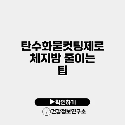 탄수화물컷팅제로 체지방 줄이는 팁